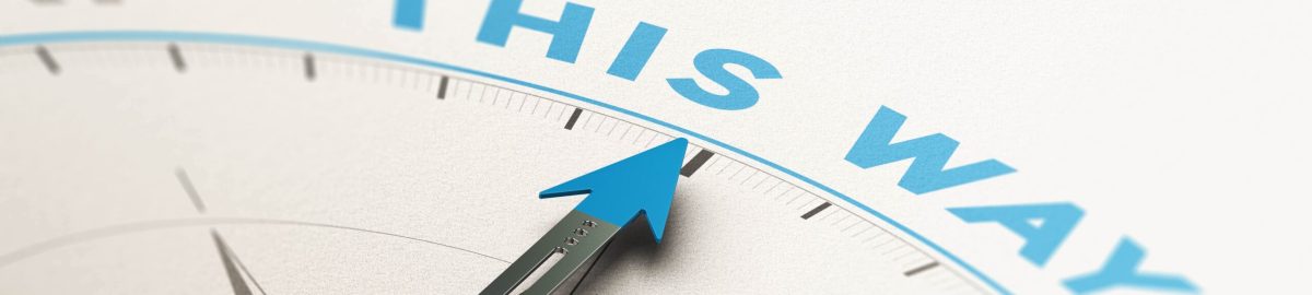 Good Way 3D illustration of a compass with needle pointing the right way, good direction concept. Blue and brown tones